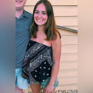 Cloud Ten strapless paisley top